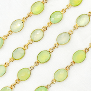 Prehnite Oval Shape Bezel Gold Plated 925 Sterling Silver Wire Chain.